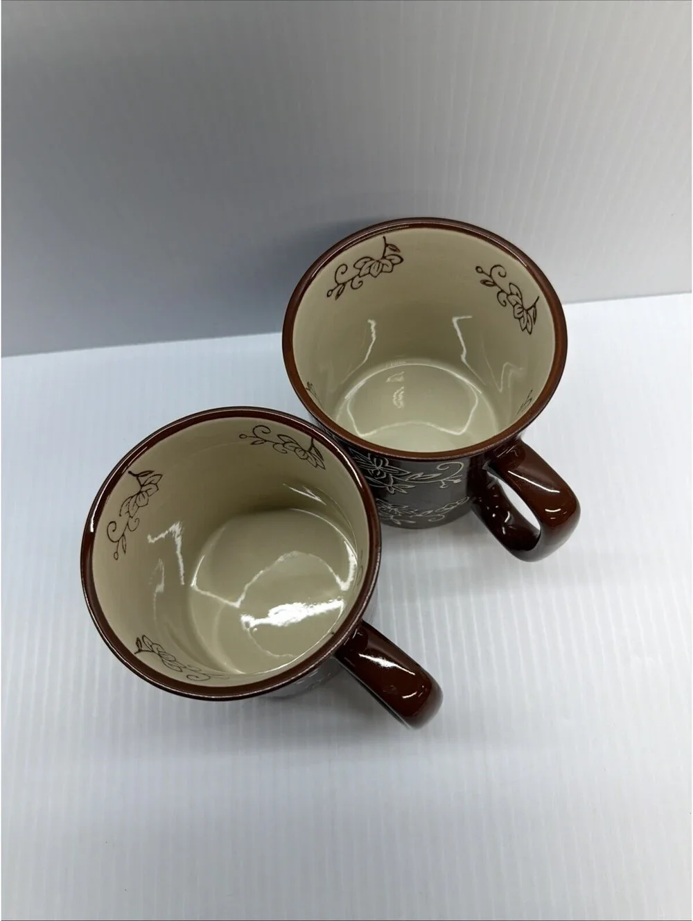 Temptations by Tea/Coffee Tara Mugs (Set of 2) 14 Oz Floral Lace Chocolate